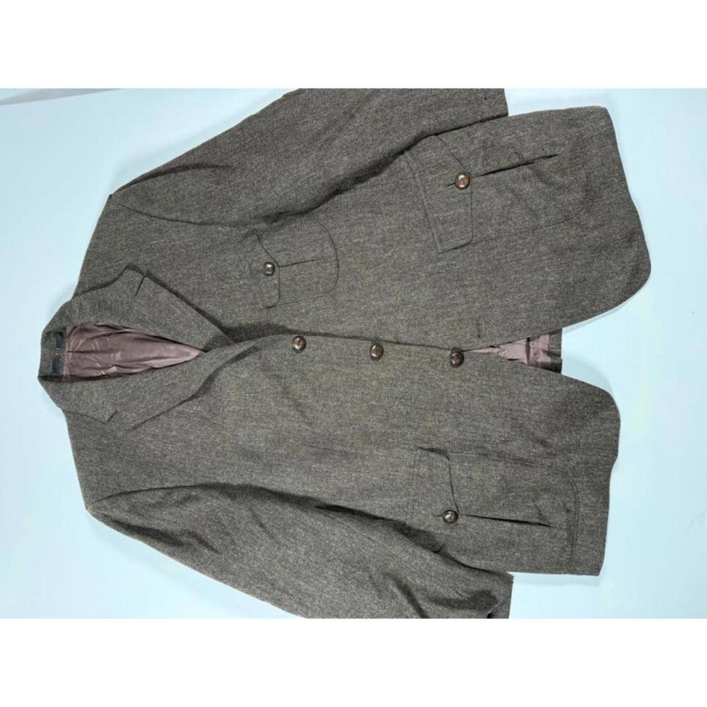 DAKS London Brown Tweed Wool Blazer Jacket Size 44R
